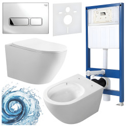 ZESTAW PODTYNKOWY WC STELAŻ HYDROSAN MISKA MIZU-WH-TR-03 PRZYCISK BUTTON-6-CH CHROM