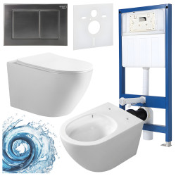 ZESTAW PODTYNKOWY WC STELAŻ HYDROSAN MISKA MIZU-WH-TR-03 PRZYCISK BUTTON-7-CH CHROM