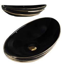 UMYWALKA NABLATOWA CERAMICZNA OWALNA LAVI-BL-GL-LN-625 CZARNA LAVI-BL-GL-LN-625