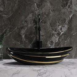 UMYWALKA NABLATOWA CERAMICZNA OWALNA LAVI-BL-GL-LN-625 CZARNA LAVI-BL-GL-LN-625