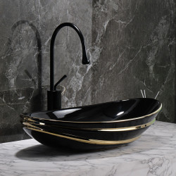 UMYWALKA NABLATOWA CERAMICZNA OWALNA LAVI-BL-GL-LN-625 CZARNA LAVI-BL-GL-LN-625