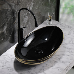UMYWALKA NABLATOWA CERAMICZNA OWALNA LAVI-BL-GL-LN-625 CZARNA LAVI-BL-GL-LN-625