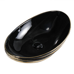 UMYWALKA NABLATOWA CERAMICZNA OWALNA LAVI-BL-GL-LN-625 CZARNA LAVI-BL-GL-LN-625