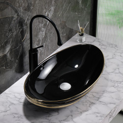 UMYWALKA NABLATOWA CERAMICZNA OWALNA LAVI-BL-GL-LN-625 CZARNA LAVI-BL-GL-LN-625