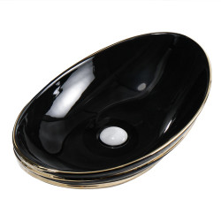 UMYWALKA NABLATOWA CERAMICZNA OWALNA LAVI-BL-GL-LN-625 CZARNA LAVI-BL-GL-LN-625