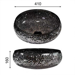 UMYWALKA NABLATOWA SZKLANA OKRĄGŁA CZARNA BRILLANT4-BL-410