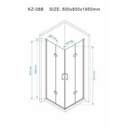 KABINA PRYSZNICOWA KWADRATOWA ZES-KZ08B-GL-BR-80 ZŁOTY SZCZOTKOWANY 80x80 CM