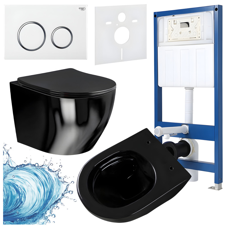 ZESTAW PODTYNKOWY WC STELAŻ HYDROSAN MISKA MIZU-BL-RIM-03 PRZYCISK BUTTON-4-WH BIAŁY