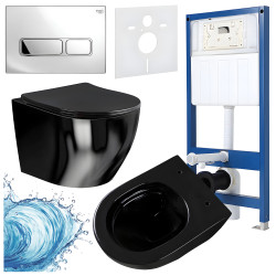 ZESTAW PODTYNKOWY WC STELAŻ HYDROSAN MISKA MIZU-BL-RIM-03 PRZYCISK BUTTON-6-CH CHROM