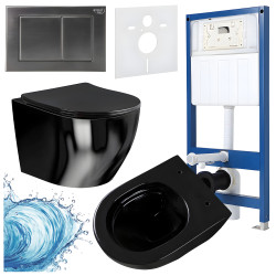 ZESTAW PODTYNKOWY WC STELAŻ HYDROSAN MISKA MIZU-BL-RIM-03 PRZYCISK BUTTON-7-CH CHROM