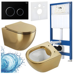 ZESTAW PODTYNKOWY WC STELAŻ HYDROSAN MISKA MIZU-GL-WH-RIM-03 PRZYCISK BUTTON-4-BL CZARNY