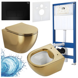 ZESTAW PODTYNKOWY WC STELAŻ HYDROSAN MISKA MIZU-GL-WH-RIM-03 PRZYCISK BUTTON-5-BL CZARNY