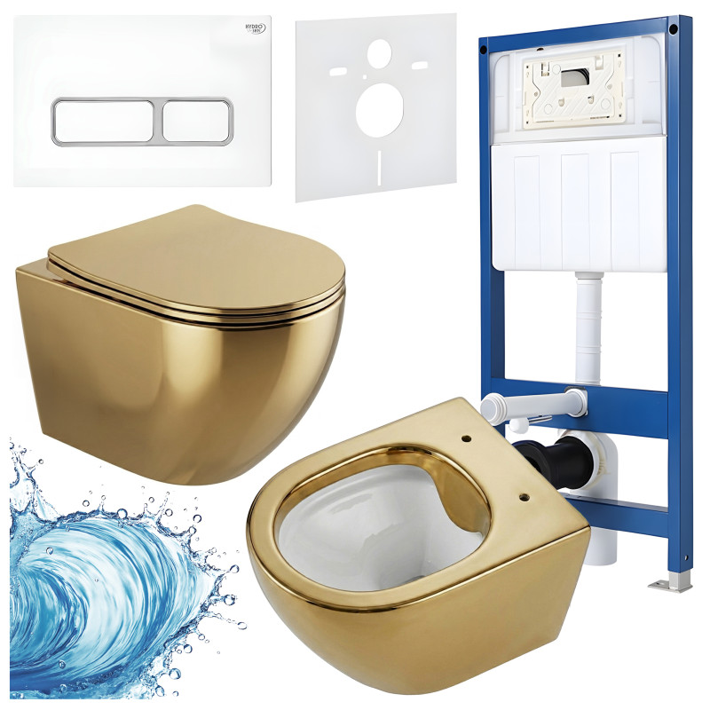 ZESTAW PODTYNKOWY WC STELAŻ HYDROSAN MISKA MIZU-GL-WH-RIM-03 PRZYCISK BUTTON-6-WH BIAŁY