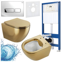 ZESTAW PODTYNKOWY WC STELAŻ HYDROSAN MISKA MIZU-GL-WH-RIM-03 PRZYCISK BUTTON-6-CH CHROM