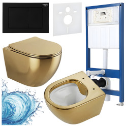 ZESTAW PODTYNKOWY WC STELAŻ HYDROSAN MISKA MIZU-GL-WH-RIM-03 PRZYCISK BUTTON-7-BL CZARNY