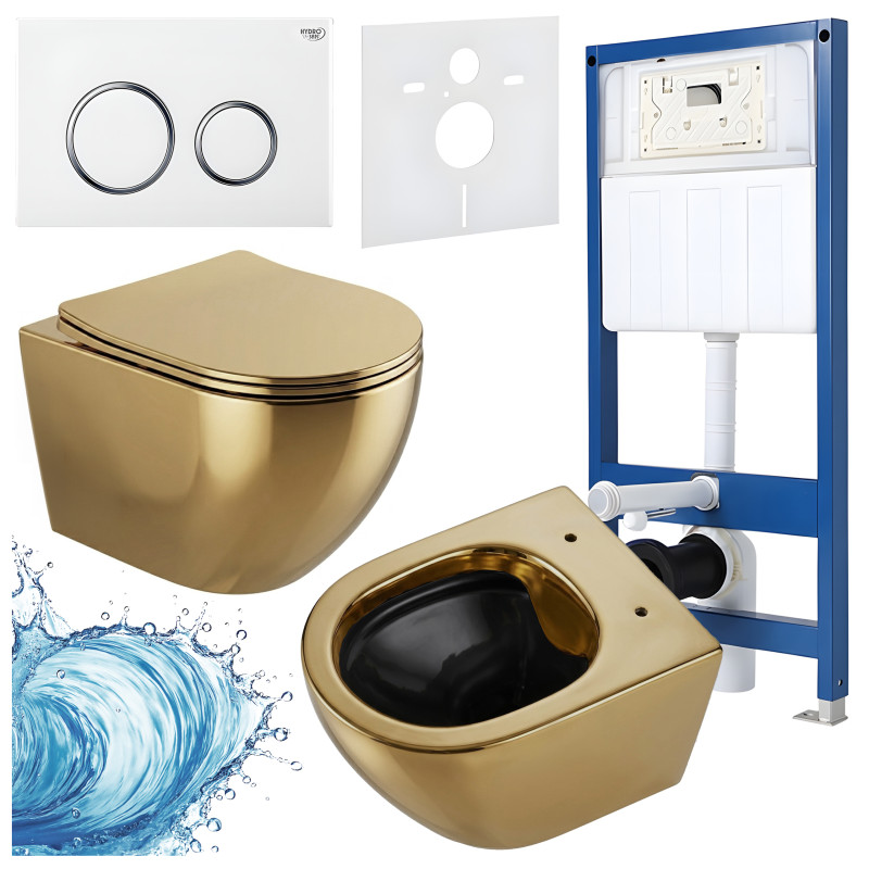 ZESTAW PODTYNKOWY WC STELAŻ HYDROSAN MISKA MIZU-GL-BL-RIM-03 PRZYCISK BUTTON-4-WH BIAŁY