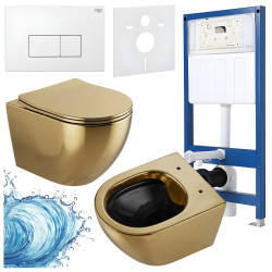 ZESTAW PODTYNKOWY WC STELAŻ HYDROSAN MISKA MIZU-GL-BL-RIM-03 PRZYCISK BUTTON-6-WH BIAŁY