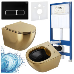 ZESTAW PODTYNKOWY WC STELAŻ HYDROSAN MISKA MIZU-GL-BL-RIM-03 PRZYCISK BUTTON-6-BL CZARNY