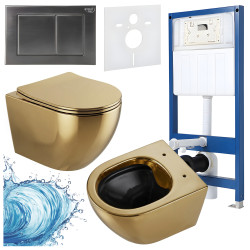 ZESTAW PODTYNKOWY WC STELAŻ HYDROSAN MISKA MIZU-GL-BL-RIM-03 PRZYCISK BUTTON-7-CH CHROM
