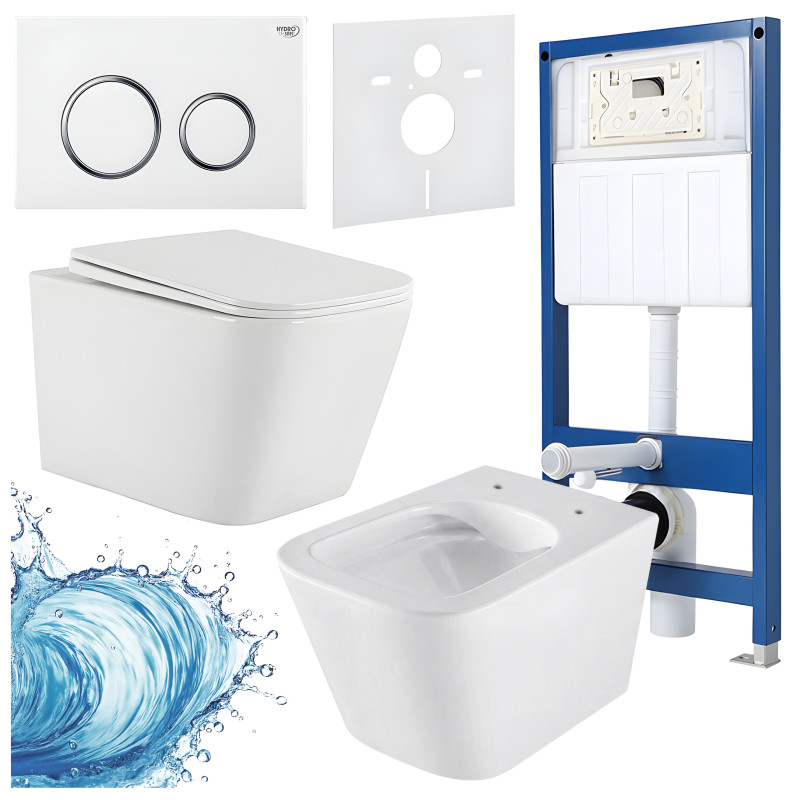 ZESTAW PODTYNKOWY WC STELAŻ HYDROSAN MISKA AQUA-WH-03 PRZYCISK BUTTON-4-WH BIAŁY