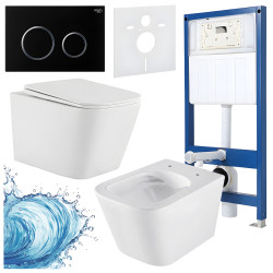 ZESTAW PODTYNKOWY WC STELAŻ HYDROSAN MISKA AQUA-WH-03 PRZYCISK BUTTON-4-BL CZARNY
