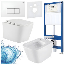 ZESTAW PODTYNKOWY WC STELAŻ HYDROSAN MISKA AQUA-WH-03 PRZYCISK BUTTON-5-WH BIAŁY