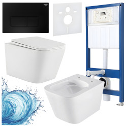 ZESTAW PODTYNKOWY WC STELAŻ HYDROSAN MISKA AQUA-WH-03 PRZYCISK BUTTON-5-BL CZARNY