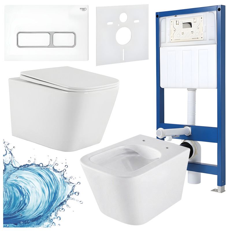 ZESTAW PODTYNKOWY WC STELAŻ HYDROSAN MISKA AQUA-WH-03 PRZYCISK BUTTON-6-WH BIAŁY