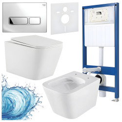 ZESTAW PODTYNKOWY WC STELAŻ HYDROSAN MISKA AQUA-WH-03 PRZYCISK BUTTON-6-CH CHROM