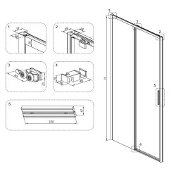 DRZWI PRYSZNICOWE SUPER SLIM NOVA CZARNE 90 CM 6 MM NOVA-BL-90