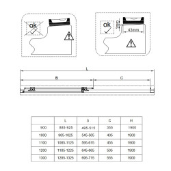 DRZWI PRYSZNICOWE SUPER SLIM NOVA CZARNE 90 CM 6 MM NOVA-BL-90