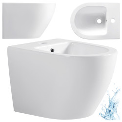 BIDET ŁAZIENKOWY PODWIESZANY WISZĄCY CERAMICZNY OWALNY BIAŁY BID-MIZU-WH 49 CM BID-MIZU-WH