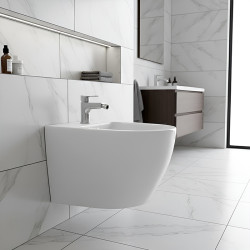 BIDET ŁAZIENKOWY PODWIESZANY WISZĄCY CERAMICZNY OWALNY BIAŁY BID-MIZU-WH 49 CM BID-MIZU-WH