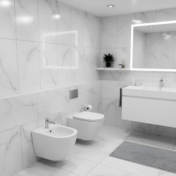 BIDET ŁAZIENKOWY PODWIESZANY WISZĄCY CERAMICZNY OWALNY BIAŁY BID-MIZU-WH 49 CM BID-MIZU-WH