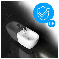 BIDET ŁAZIENKOWY PODWIESZANY WISZĄCY CERAMICZNY OWALNY BIAŁY BID-MIZU-WH 49 CM BID-MIZU-WH