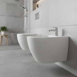 BIDET ŁAZIENKOWY PODWIESZANY WISZĄCY CERAMICZNY OWALNY BIAŁY BID-MIZU-WH 49 CM BID-MIZU-WH