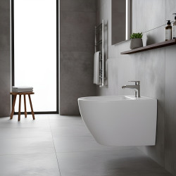 BIDET ŁAZIENKOWY PODWIESZANY WISZĄCY CERAMICZNY OWALNY BIAŁY BID-MIZU-WH 49 CM BID-MIZU-WH