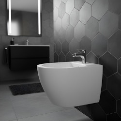 BIDET ŁAZIENKOWY PODWIESZANY WISZĄCY CERAMICZNY OWALNY BIAŁY BID-MIZU-WH 49 CM BID-MIZU-WH