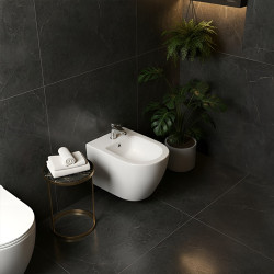 BIDET ŁAZIENKOWY PODWIESZANY WISZĄCY CERAMICZNY OWALNY BIAŁY BID-MIZU-WH 49 CM BID-MIZU-WH