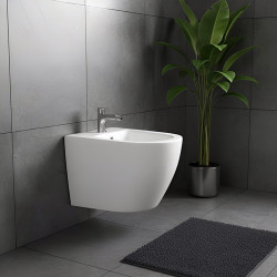 BIDET ŁAZIENKOWY PODWIESZANY WISZĄCY CERAMICZNY OWALNY BIAŁY BID-MIZU-WH 49 CM BID-MIZU-WH