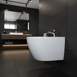 BIDET ŁAZIENKOWY PODWIESZANY WISZĄCY CERAMICZNY OWALNY BIAŁY BID-MIZU-WH 49 CM BID-MIZU-WH