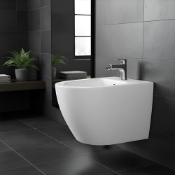BIDET ŁAZIENKOWY PODWIESZANY WISZĄCY CERAMICZNY OWALNY BIAŁY BID-MIZU-WH 49 CM BID-MIZU-WH