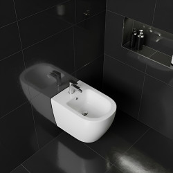 BIDET ŁAZIENKOWY PODWIESZANY WISZĄCY CERAMICZNY OWALNY BIAŁY BID-MIZU-WH 49 CM BID-MIZU-WH