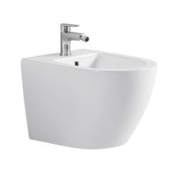 BIDET ŁAZIENKOWY PODWIESZANY WISZĄCY CERAMICZNY OWALNY BIAŁY BID-MIZU-WH 49 CM BID-MIZU-WH