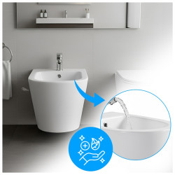 BIDET ŁAZIENKOWY PODWIESZANY WISZĄCY CERAMICZNY OWALNY BIAŁY BID-PRIMA-WH 49 CM BID-PRIMA-WH