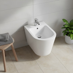BIDET ŁAZIENKOWY PODWIESZANY WISZĄCY CERAMICZNY OWALNY BIAŁY BID-PRIMA-WH 49 CM BID-PRIMA-WH