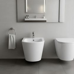 BIDET ŁAZIENKOWY PODWIESZANY WISZĄCY CERAMICZNY OWALNY BIAŁY BID-PRIMA-WH 49 CM BID-PRIMA-WH