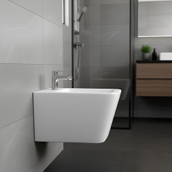 BIDET ŁAZIENKOWY PODWIESZANY WISZĄCY CERAMICZNY OWALNY BIAŁY BID-RAIN-WH 52 CM BID-RAIN-WH