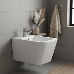 BIDET ŁAZIENKOWY PODWIESZANY WISZĄCY CERAMICZNY OWALNY BIAŁY BID-RAIN-WH 52 CM BID-RAIN-WH