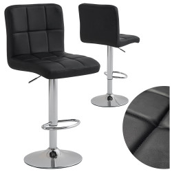HOKER KRZESŁO BAROWE RAFA CZARNA SKÓRA PU PODSTAWA CHROM RAFA01-BL-CH-NEW